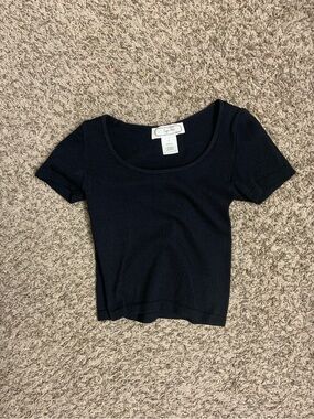 Hippie Rose Black Ribbed Scoop-Neck Crop Top